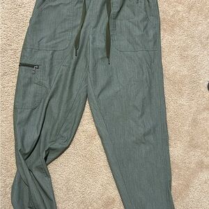 Olive Green Scrub top and jogger style Pants and zip jacket